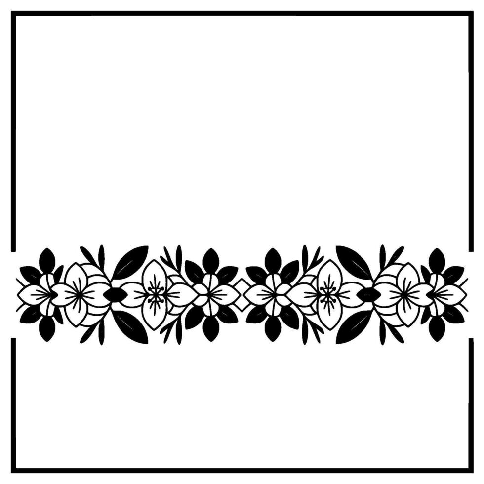 Minimalist Floral Border , Black White, Elegant Frame vector