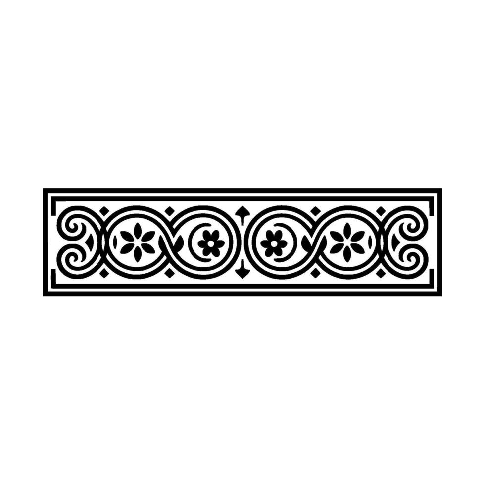 Elegant Floral Border, Black and White Pattern, Decorative vector