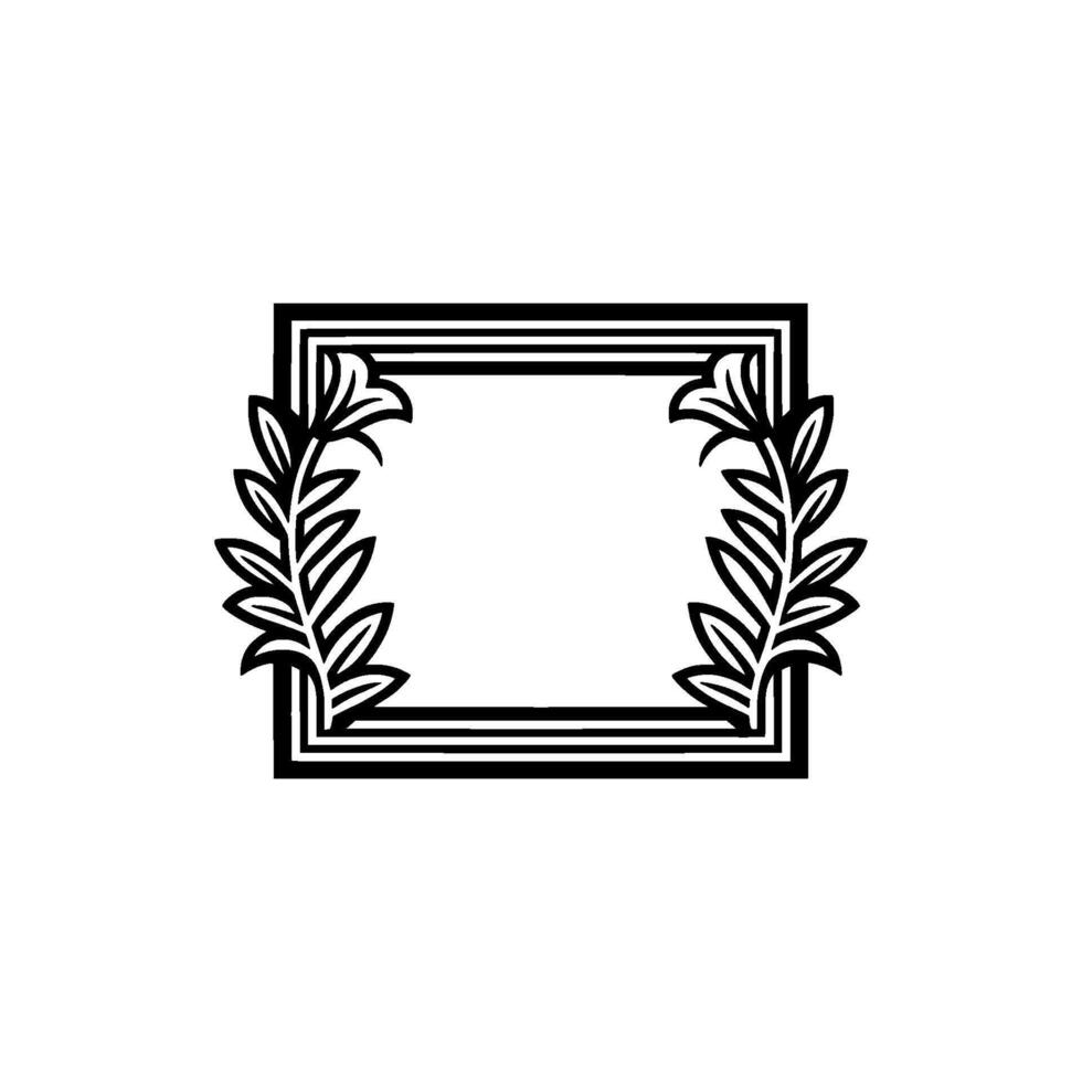 Elegant Black Frame with Floral Elements Minimalist vector