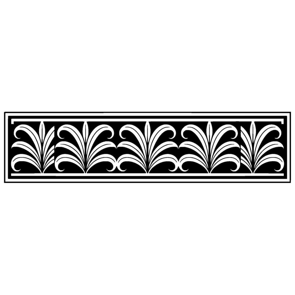 Decorative Black and White Floral Border, Art Deco Style vector