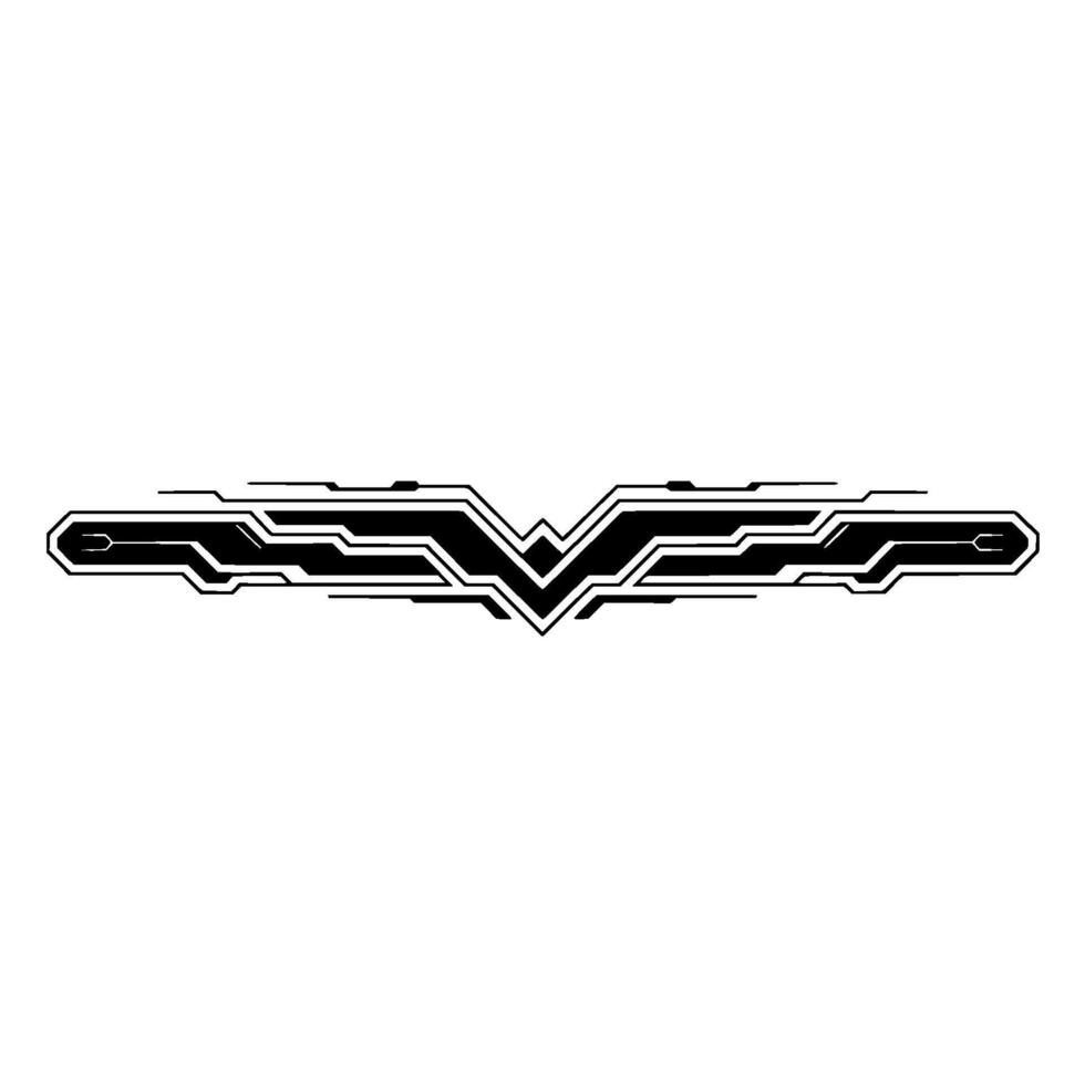 Techy Winged Emblem Futuristic Black Geometric Shape on White vector