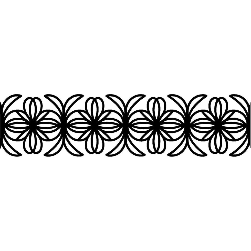 Minimalist Floral Border, Black White, Decorative Element, Clean vector
