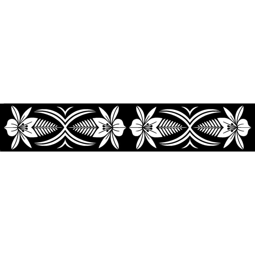 Elegant Floral Border Ornament, Monochrome, vector