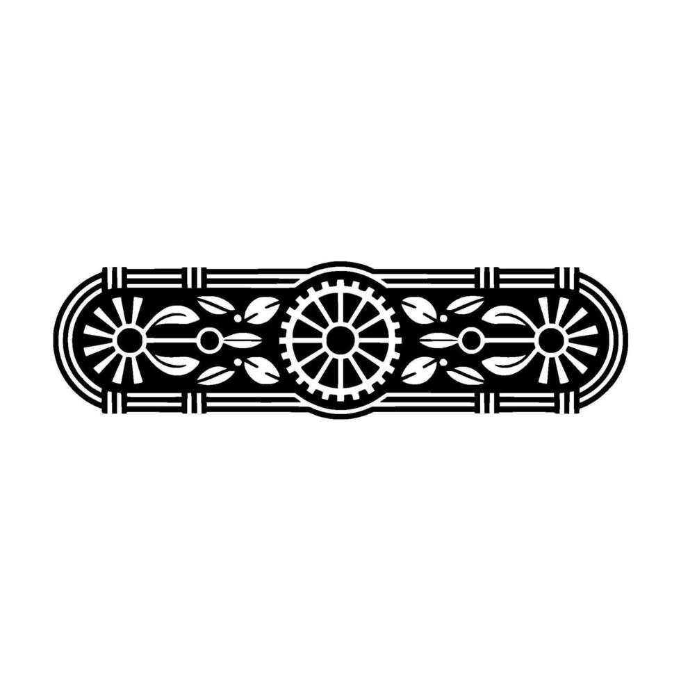 Ornate Black and White Decorative Border with Floral and Geometric Elements vector