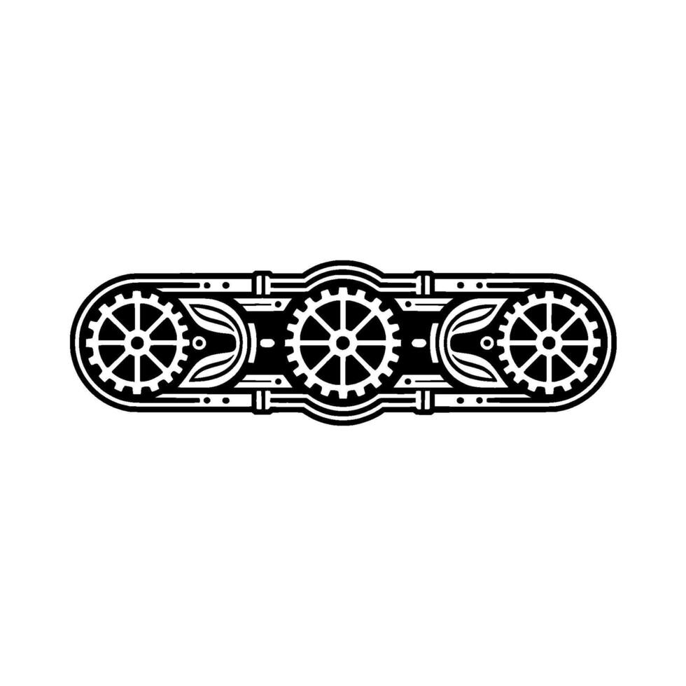 Ornamental Gear Mechanism Illustration Black and White vector