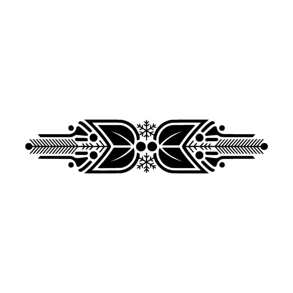 Elegant Black White Geometric Floral Ornament with Snowflakes vector