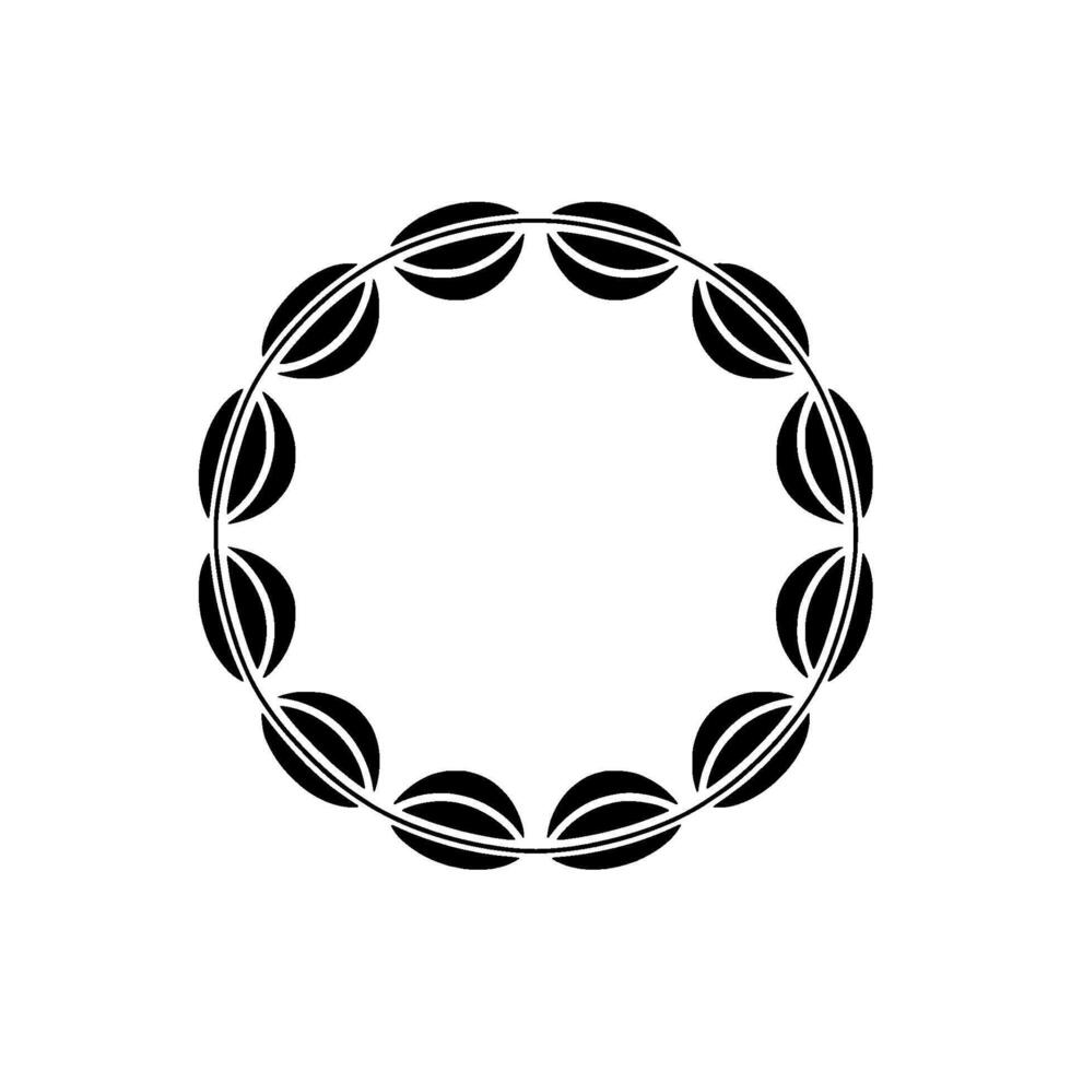 Minimalist Floral Wreath Circle Black on White, Elegant vector