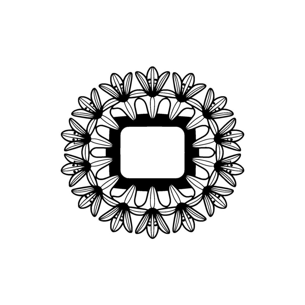 Elegant Floral Mandala Black White Minimalist vector