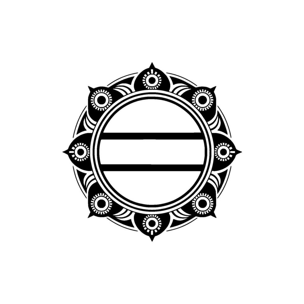 Geometric Black White Mandala Circular Ornament on White Background vector