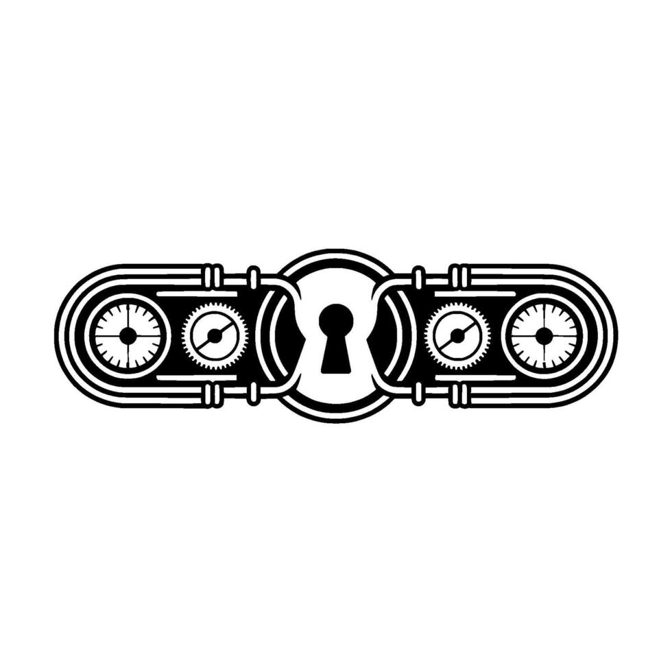 Steampunk Keyhole Black White Mechanical on Light Gray vector