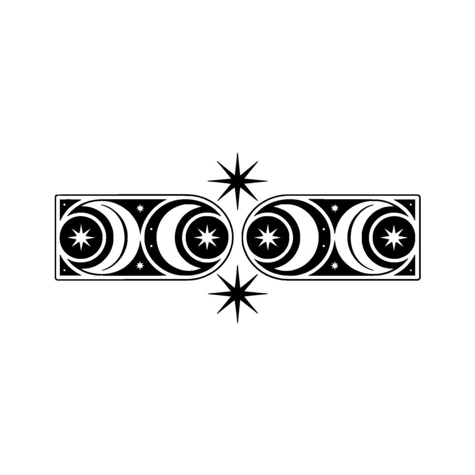 Celestial Border Crescent Moons and Stars, Illustration vector