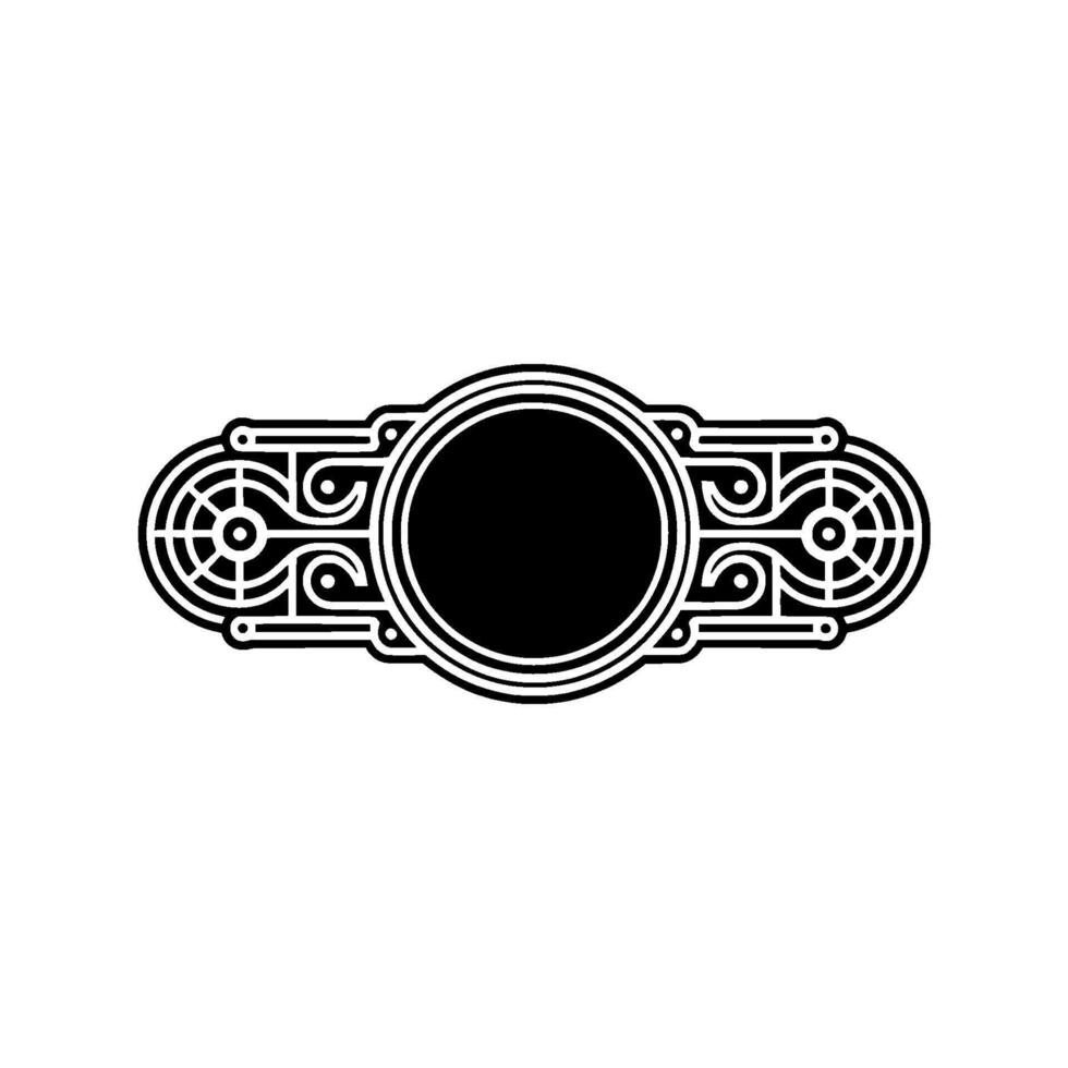 Geometric Black White Decorative Emblem , Isolated vector