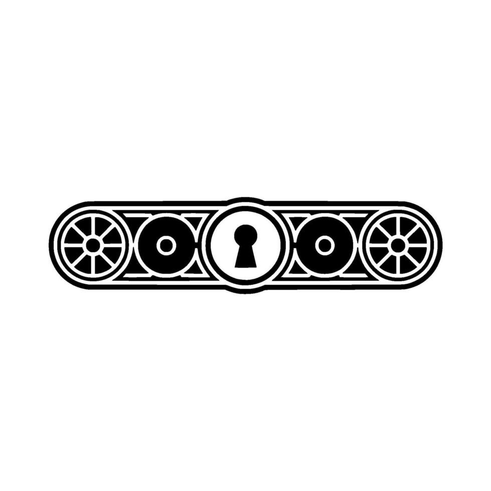 Art Deco Keyhole Decorative Black White Element vector