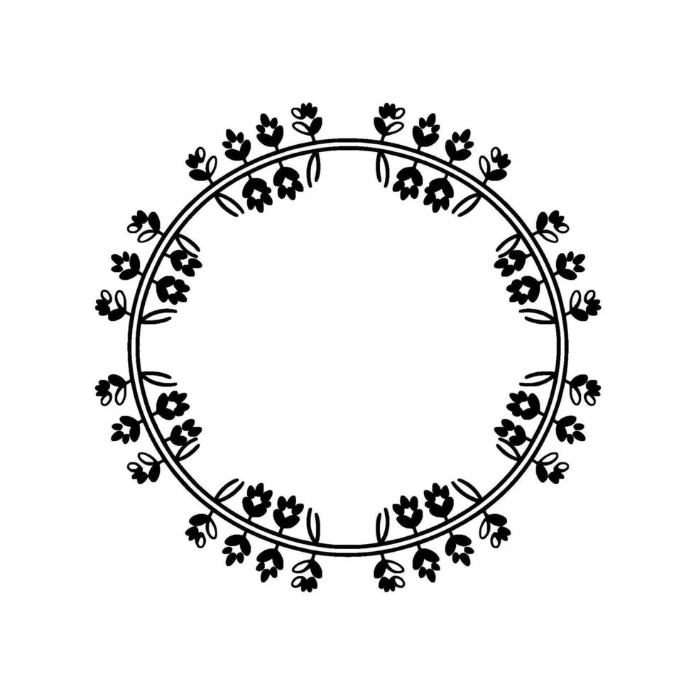 Floral Circle Frame, Minimalist , Illustration vector