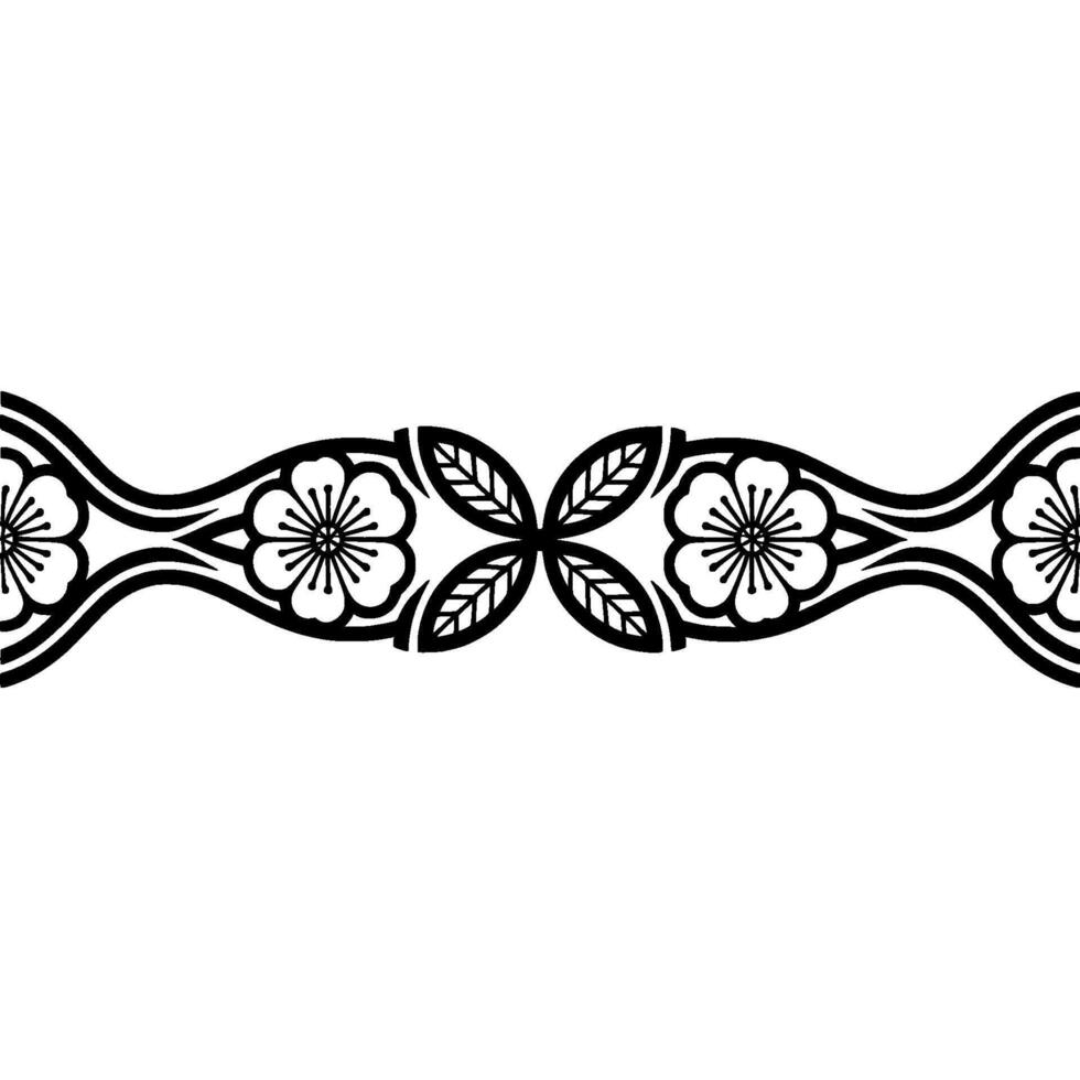 Elegant Black Floral Border, Clean , Japanese Style vector