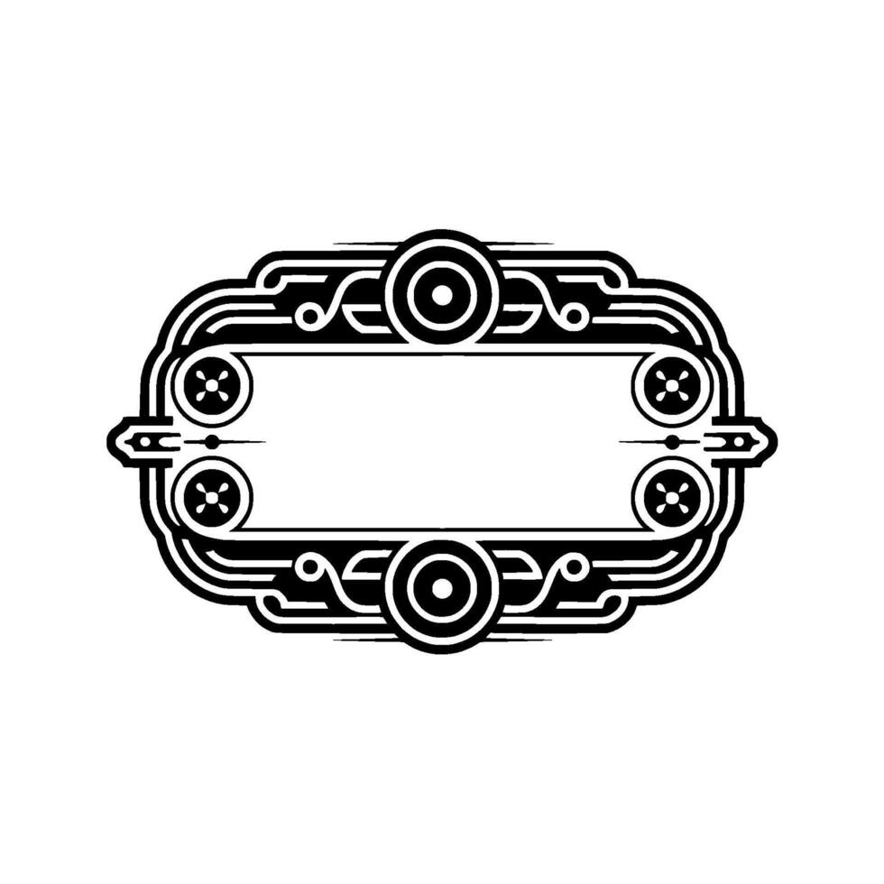 Art Deco Oval Frame with Blank Space, Black and White vector
