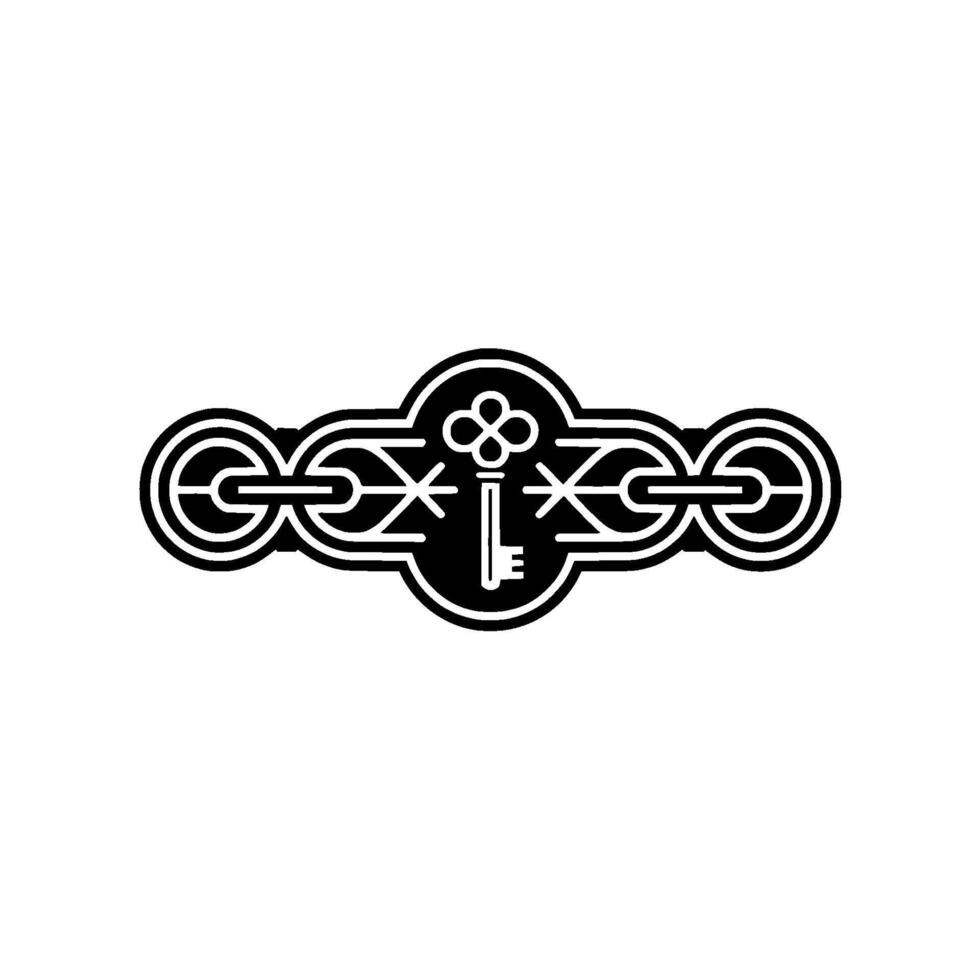 Elegant Black White Key and Chain Motif on a Gradient Background vector