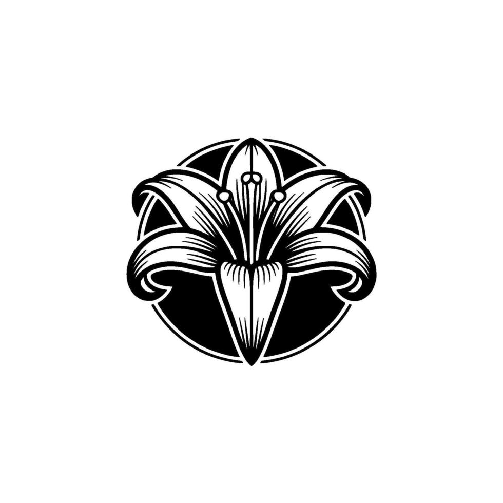 Elegant Black and White Lily Floral on White Background vector