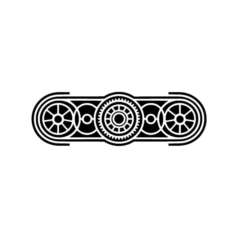 Geometric Monochrome Ornament Decorative Wheel on White vector