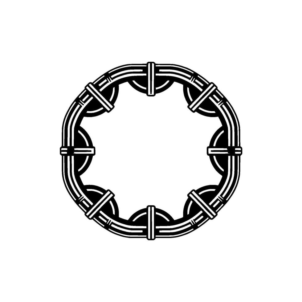 Art Deco Circle Frame, Black and Silver, Illustration vector