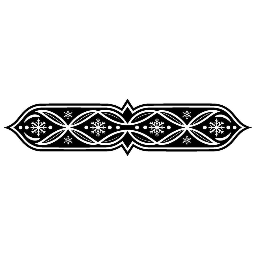 Elegant Snowflake Border, Black White Winter Element vector