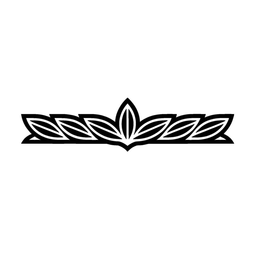 Minimalist Leaf Motif Border, Black and White, Geometric vector