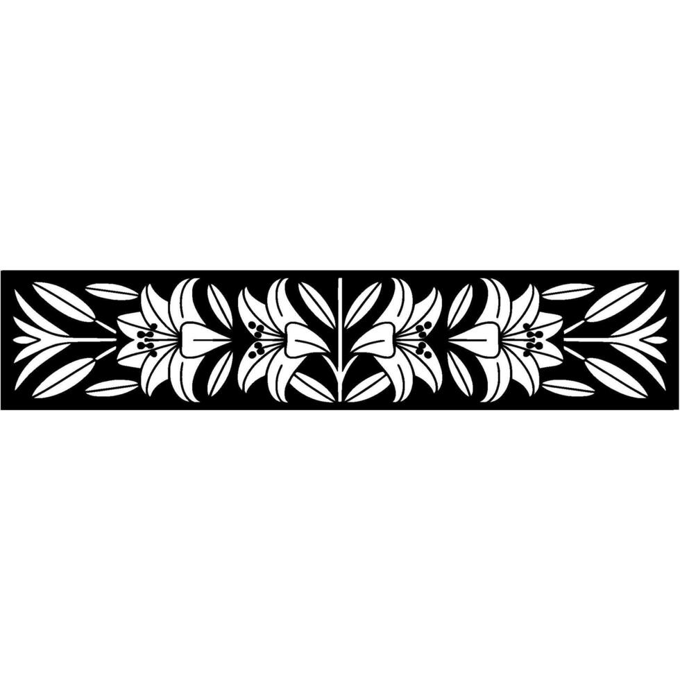 Elegant Art Nouveau Lily Border on White Background vector