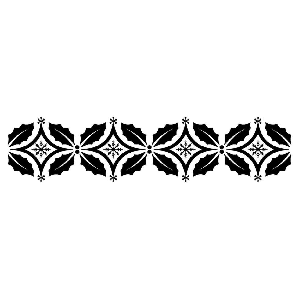 Minimalist Christmas Border Holly Leaves, Snowflakes, Red Berries vector