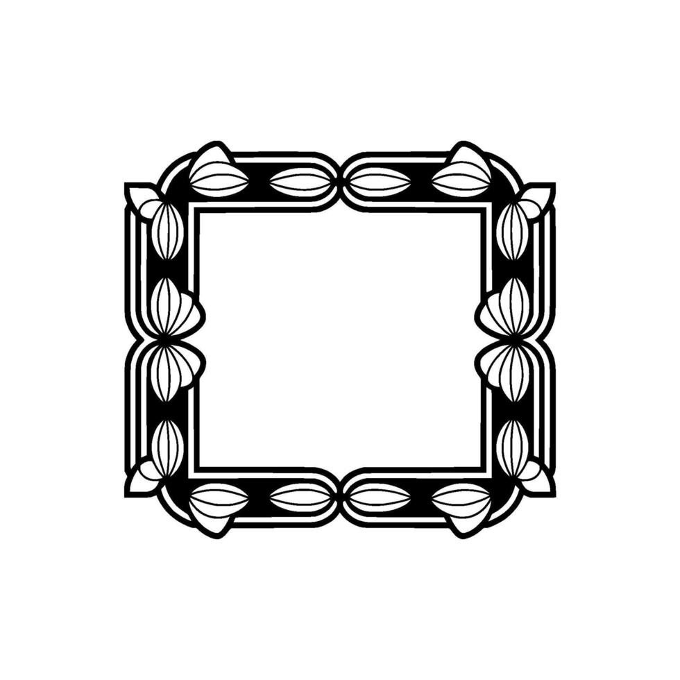 Art Deco Frame Black White Floral Border vector