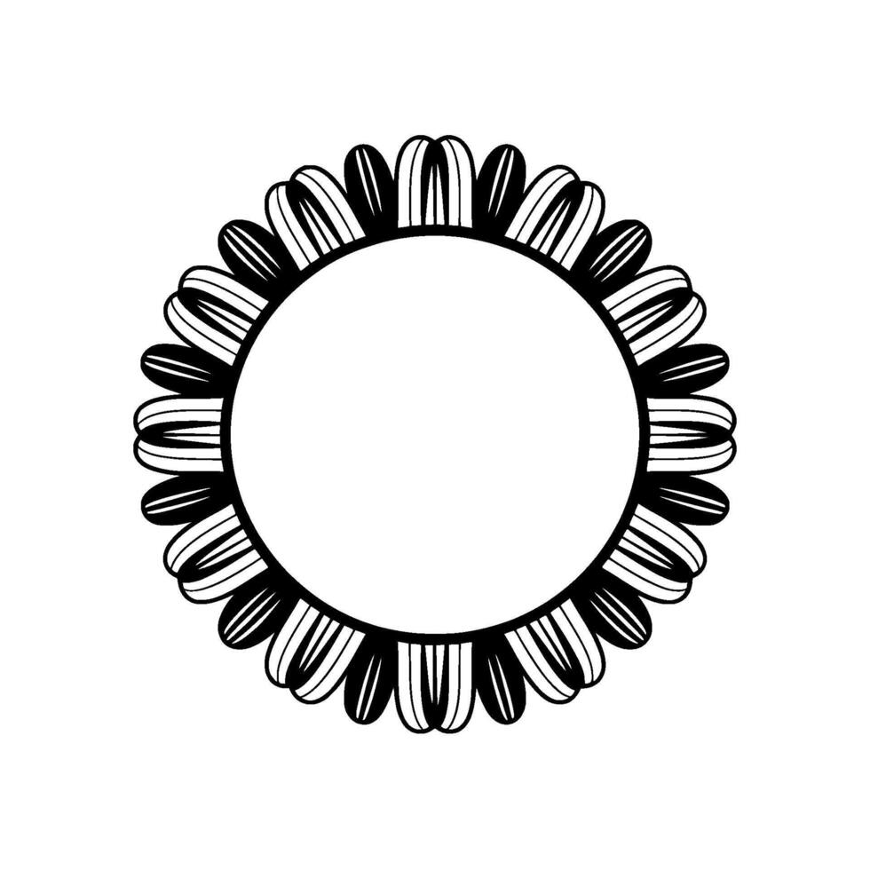 Minimalist Black and White Floral Frame, Circle, Elegant vector