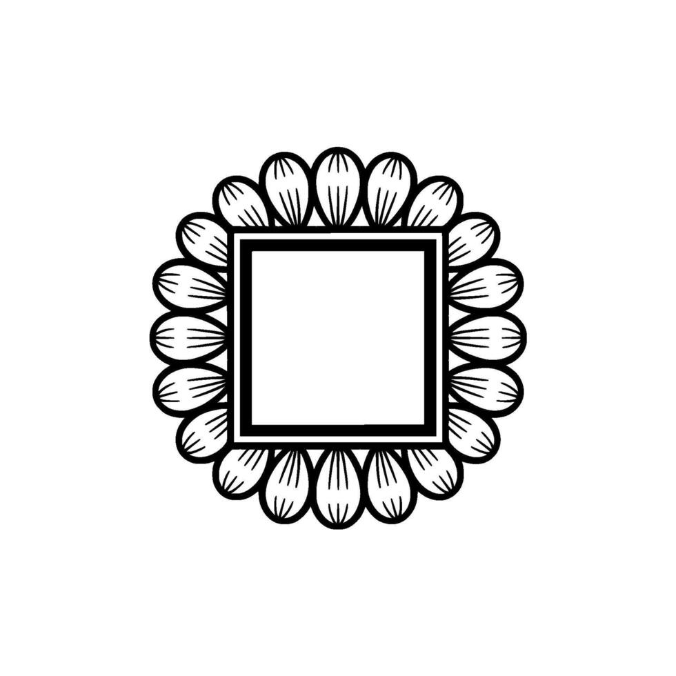 Black White Flower Frame, Minimalist , Floral Border vector