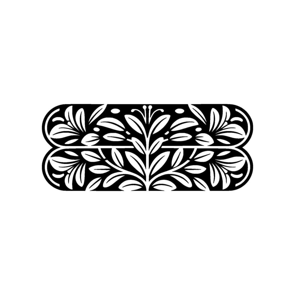 Elegant Floral Frame Element in Black White, Decorative vector