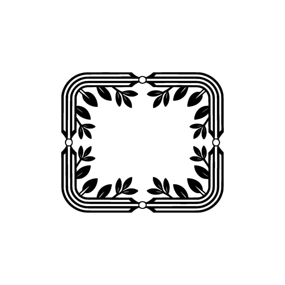 Elegant Black White Botanical Frame, Minimalist , Illustration vector