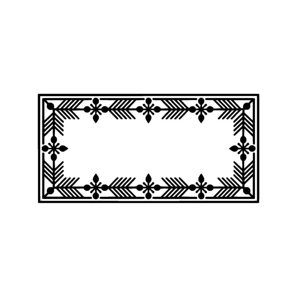 Ornate Black Rectangular Frame on White Background Decorative Border vector