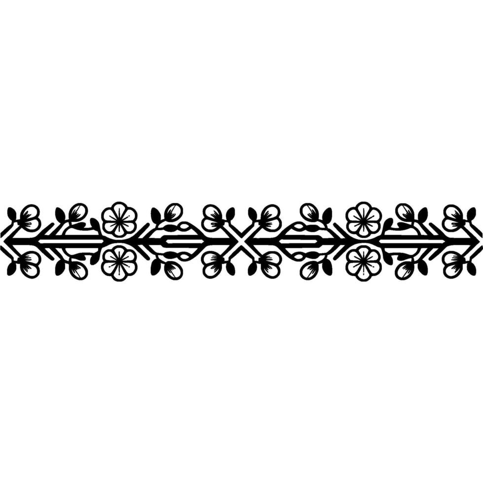 Black Floral Border on White Background, Decorative Ornament vector
