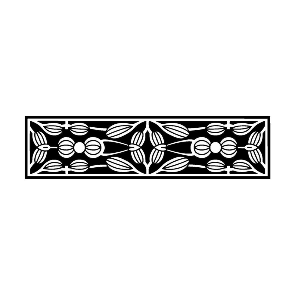 Minimalist Ornamental Border, Black White Floral Motif vector