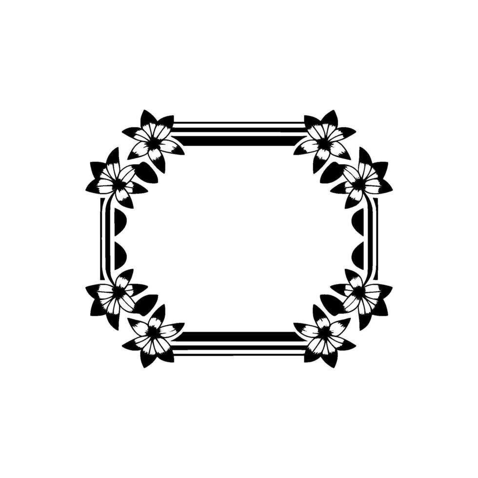 Elegant Floral Frame Black White, Minimalist vector