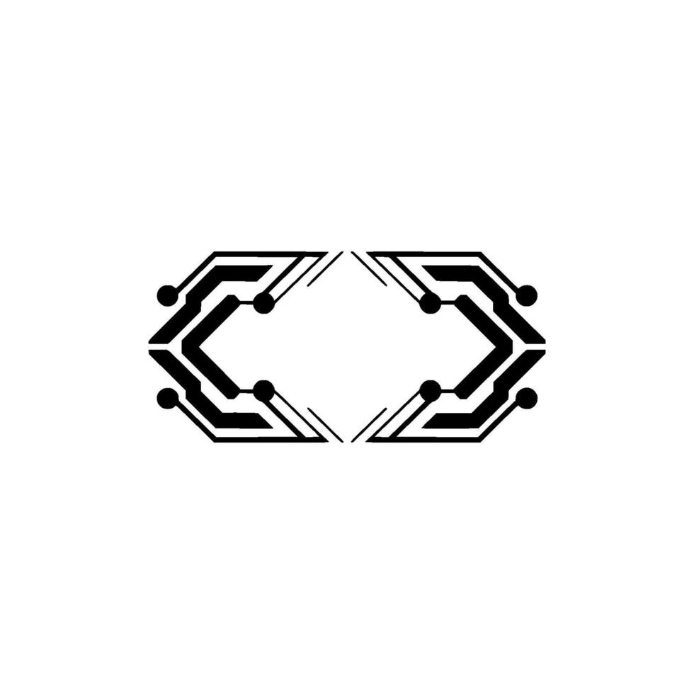 Abstract Tech Circuit Board , Minimalist Black and White vector