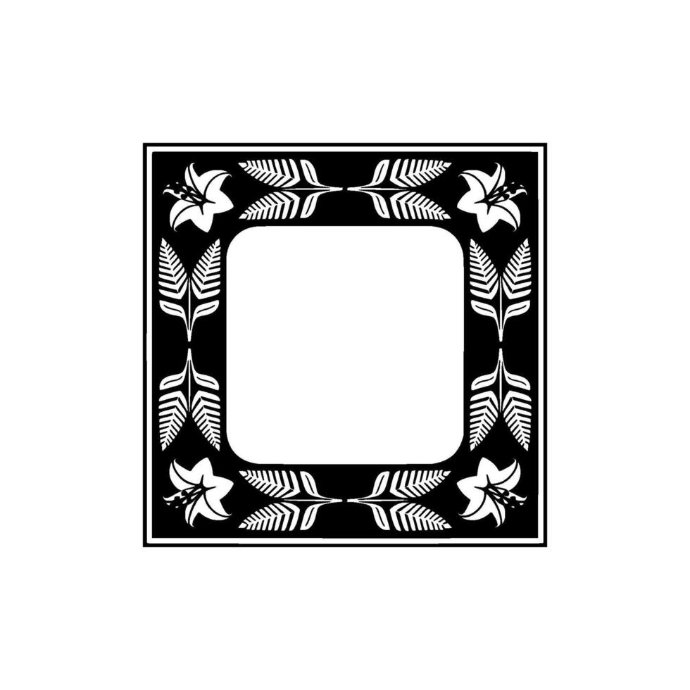 Elegant Black White Floral Frame, Invitation Or Card vector
