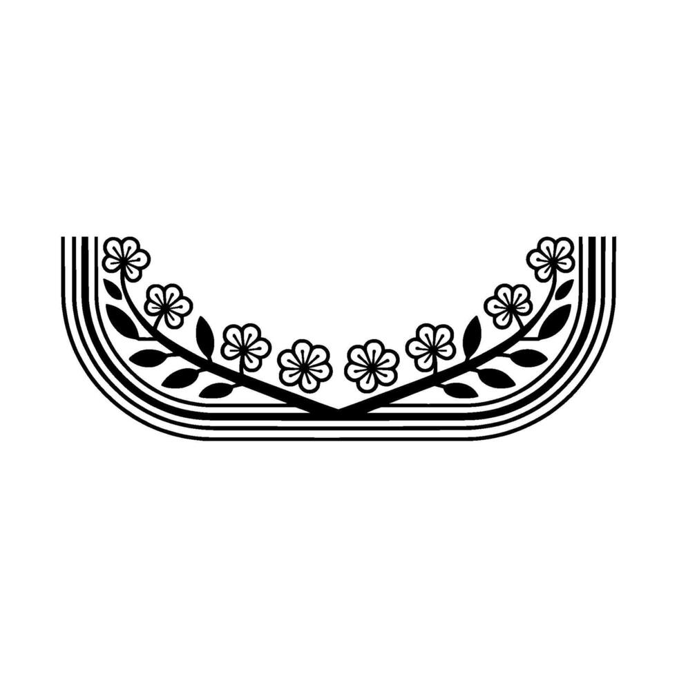 Black White Floral Crescent Minimalist for Decor Branding vector