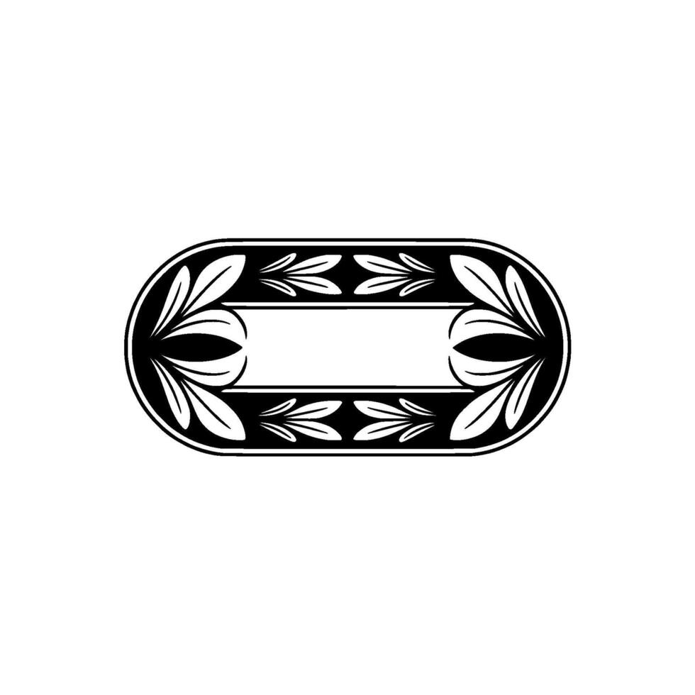 Elegant Floral Oval Frame Decorative Black and White vector