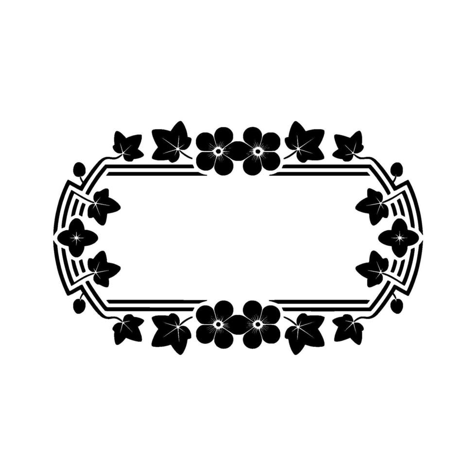 Floral Frame Silhouette Elegant Black White vector