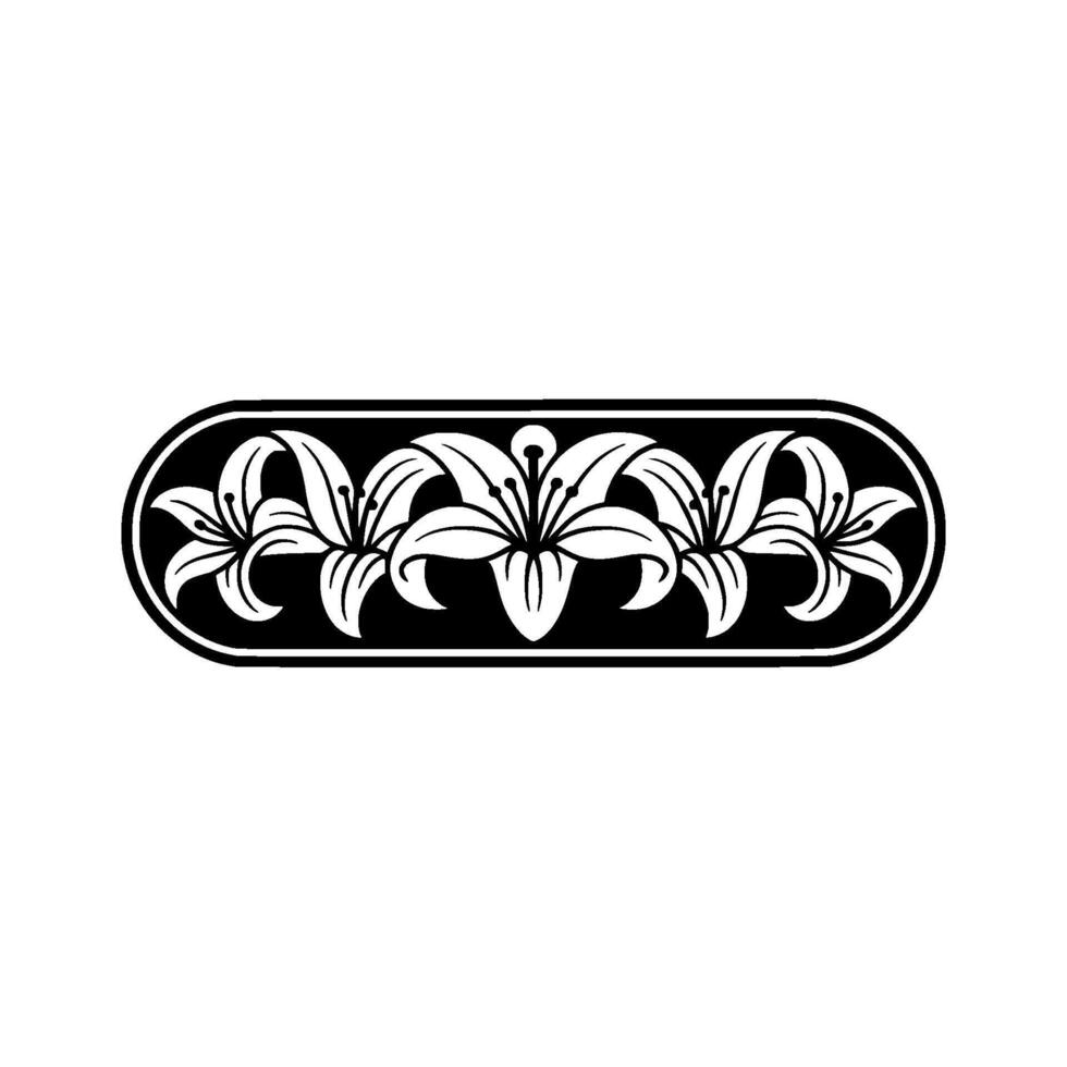 Elegant Lily Border in Black and White vector