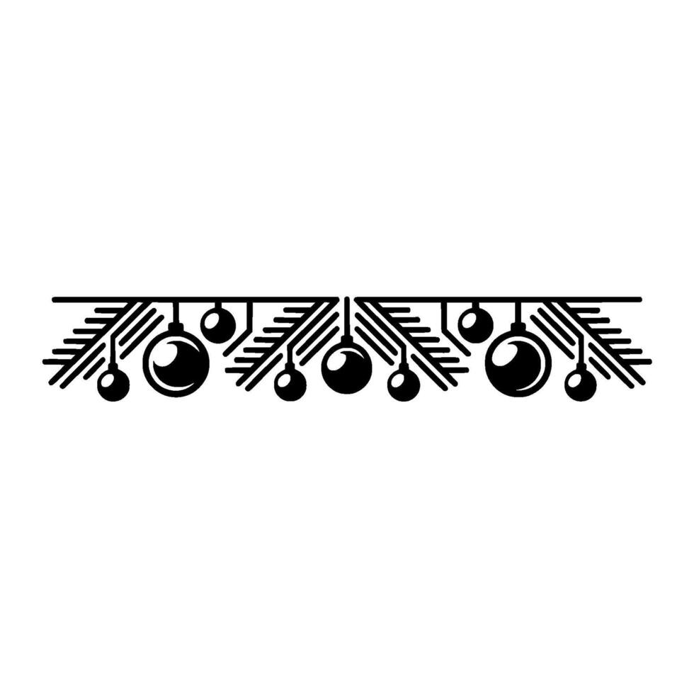 Minimalist Christmas Border with Baubles Black and White vector