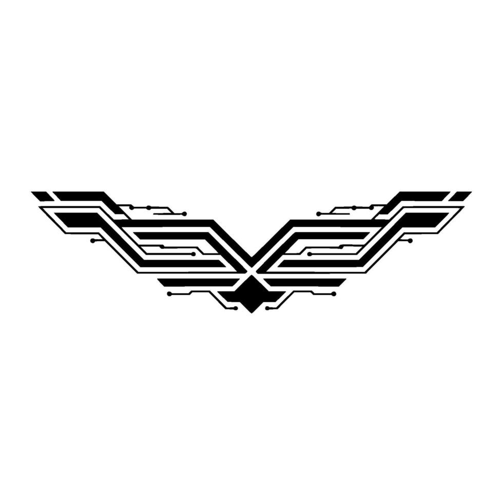 Abstract Tech Wings Emblem Modern Geometric Circuit vector
