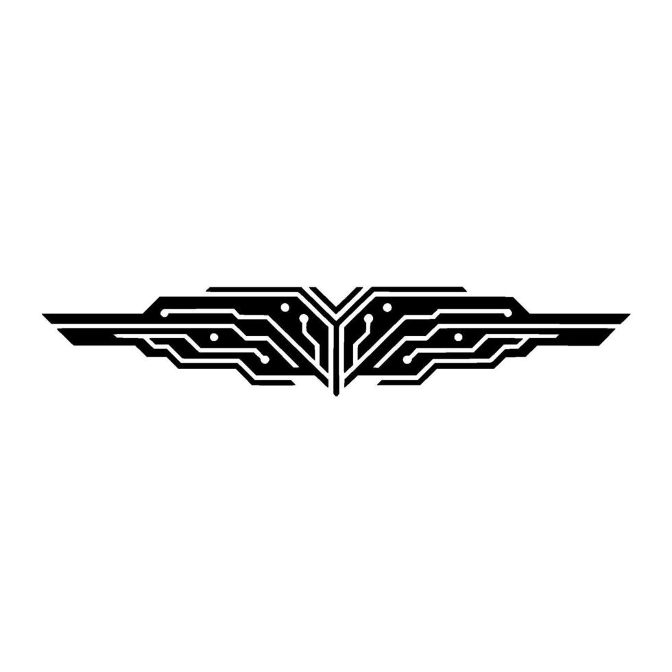 Circuit Board Ornament Tech , Black White, Minimalist vector