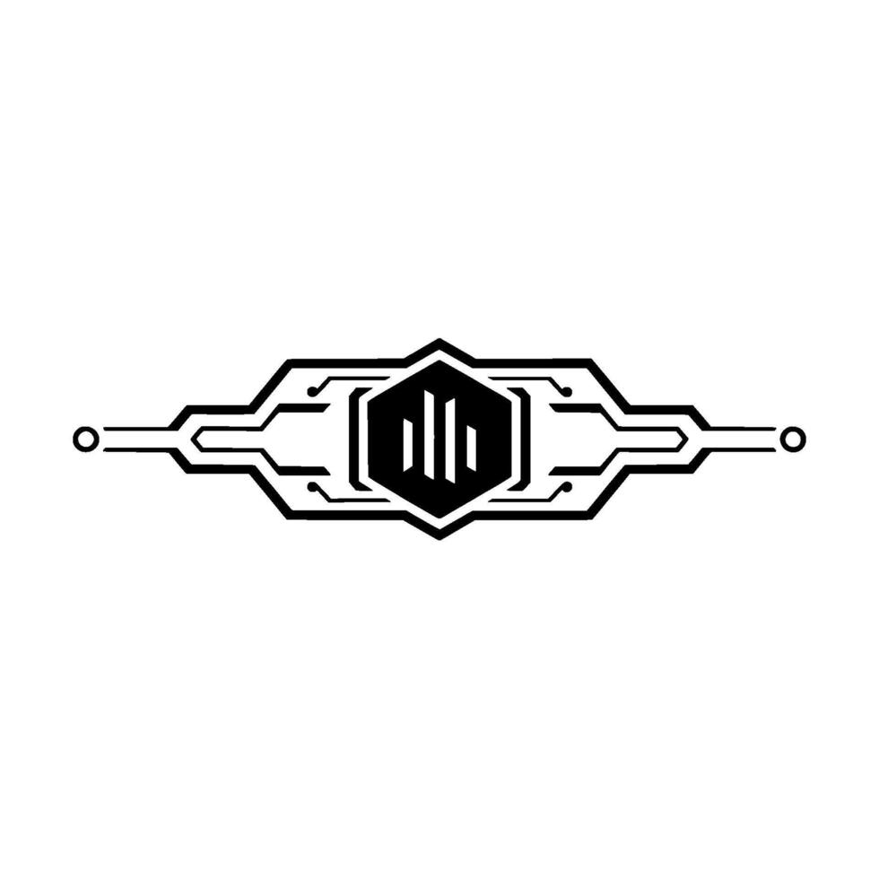 Minimalist Tech Circuit , Black on White, Futuristic vector