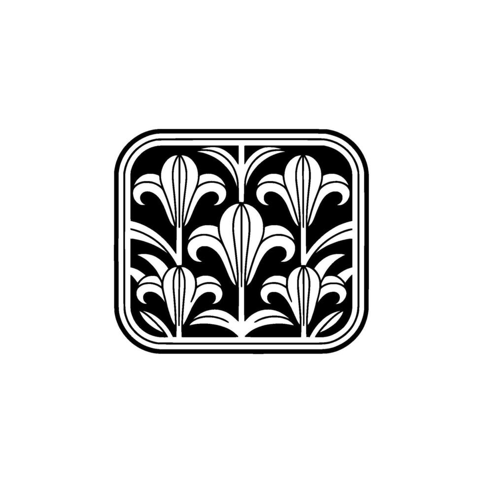 Art Deco Floral Pattern in Black and White, Minimalist vector