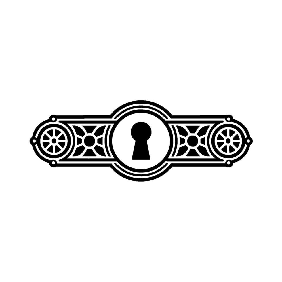 Elegant Keyhole in Black and White, Decorative Element vector