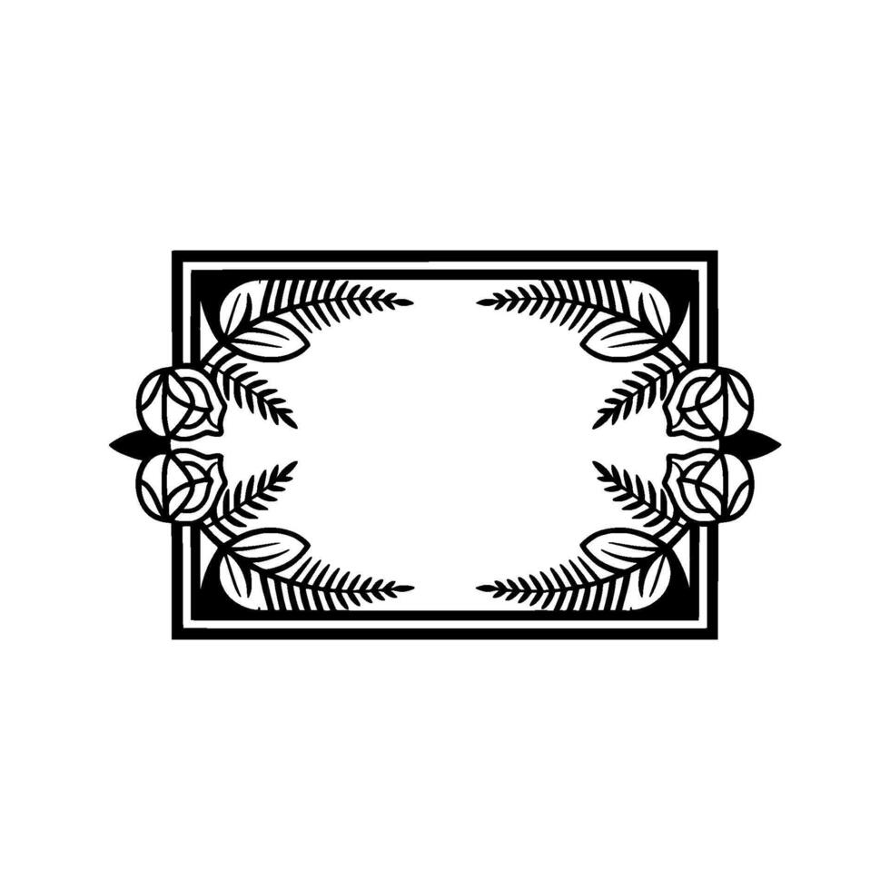 Elegant Floral Frame, Illustration in Black and White vector